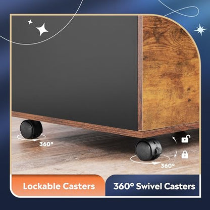 DEVAISE 3-Drawer Mobile File Cabinet, Lateral Filing Cabinet, Rustic Brown - color: Rustic Brown