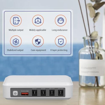 6000mAh Mini UPS Battery Backup, 5 Outlets Backup Battery Power Supply with DC 5V 9V 12V Multi Voltage Output, Uninterruptible Power Supply for WiFi Router, Security Camera (US Plug)