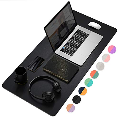 YSAGI Dual-Sided Desk Pad Protector, Desk Mat with Non-Slip - Waterproof PU Leather Office Desk Blotter for Mouse, Keyboard, Writing,31.5" x 15.7", Black - color: Black, size: 15.7" x 31.5"