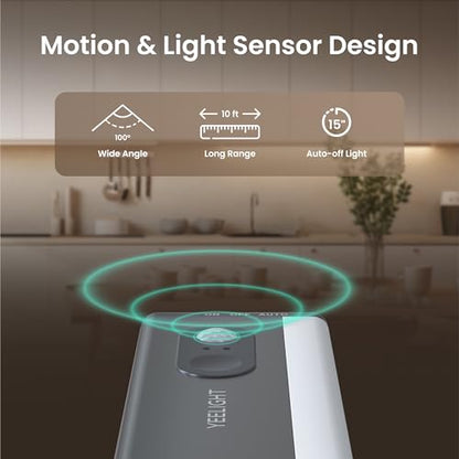 YEELIGHT Under Cabinet Lighting, 1 Pack All-Metal Motion Sensor Light, 66 LED Rechargeable Under Cabinet Light for Kitchen, Ultra Thin, Stepless Dimming, 4000K, USB-C Magnetic Closet Light