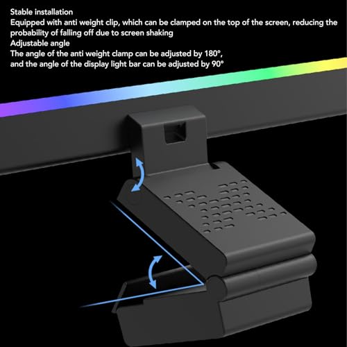 RGB Computer Light Bar with Music Sync, Dimmable LED Screen Lamp, 5 Color Temperatures Stepless Dimming Touch Control, Anti - Glare Dual Light for Desk and Gaming Setup
