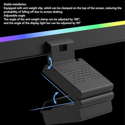 RGB Computer Light Bar with Music Sync, Dimmable LED Screen Lamp, 5 Color Temperatures Stepless Dimming Touch Control, Anti - Glare Dual Light for Desk and Gaming Setup