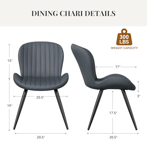 Dining Chairs Set of 6 Modern Fabric Dining Room Chairs Upholstered Dining Chairs with Thick Cushions Metal Legs Armless Back Chair for Kitchen and Living Room Charcoal Gray - color: Charcoal Gray (Fabric), size: Set of 6