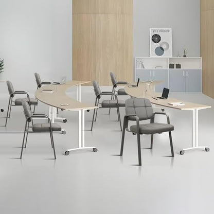 CLATINA Waiting Room Guest Chair with Bonded Leather Padded Arm Rest for Office Reception and Conference Desk(Grey 8 Pack) - color: Grey, size: 8 Pack