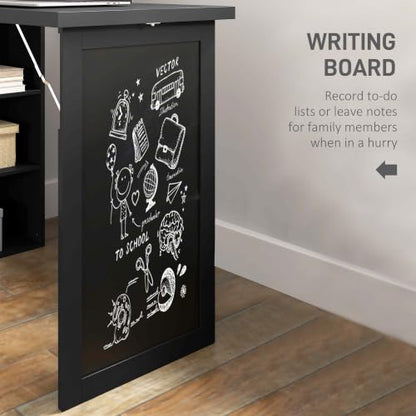 HOMCOM Foldable Convertible Writing Table Computer Desk, Black - color: Black