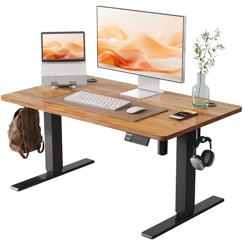 YIHAYO Low Height Adjustable Desk, Lifts 18.1-28.3 Inches, Electric Standing Desk for Short People, 40 x 24 Inches Computer Table with Splice Board for Home Office, Rustic Brown - color: Black Frame/Rustic Brown Top, size: 40*24 Inch