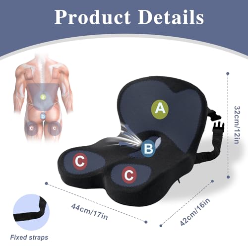 Seat Cushion with Lumbar Support Pillow, Back and Seat Cushion for Office - color: Black