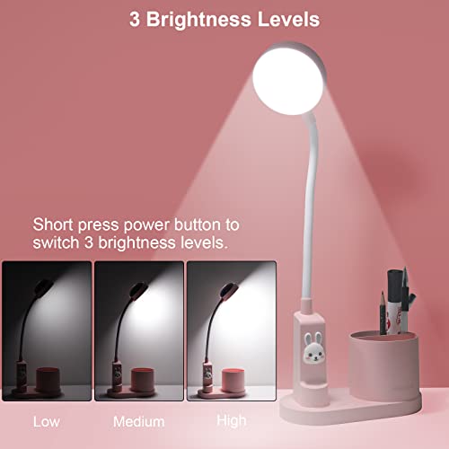 Pink Desk Lamp for Home Office, Touch Small Table Light for Kids - color: Pink-Star Projection