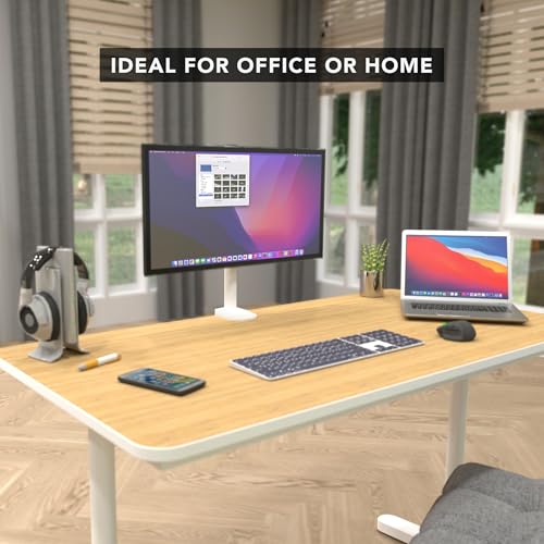 Mount-It! White Single Monitor Stand, Fits up to 32" | Adjustable desk arm holds up to 19.8 lbs, 360 rotation, 160 swivel, 40 tilt, clamp & grommet. - color: White