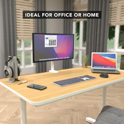 Mount-It! White Single Monitor Stand, Fits up to 32" | Adjustable desk arm holds up to 19.8 lbs, 360 rotation, 160 swivel, 40 tilt, clamp & grommet. - color: White