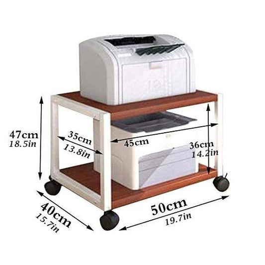 2-Tier Printer Fax Machine with Multi-Tier Wheel Stand Organizer to Store and Organize for Home and Office