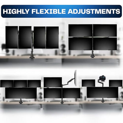 VIVO Pneumatic Arm Quad Ultrawide Monitor Extra Tall Desk Mount for Up to 49 inch Screens Individual Arm Capacity, Max 38 inch Screens for 4 Ultra Wides Up to 44 lbs, Black, STAND-V400D - size: Quad Mount, style: Desk Mount
