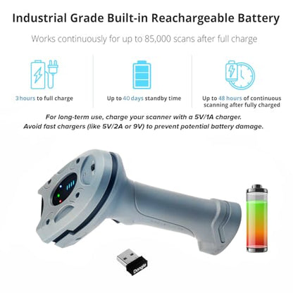 ScanAvenger Wireless Portable 1D&2D Cordless Bluetooth Rugged IP65 Barcode Scanner for Inventory - style: 1D&2D Rugged IP65 with Upgraded Next Gen Stand
