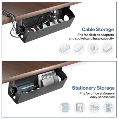 POCHAR Under Desk Cable Management Tray, 15" Power Strip Holder | Heavy Duty 1.7mm Steel Wire Organizer with 9-Cord Routing Openings, Screw Mount Cord Management for Standing Desk Home Office - size: 15 inch