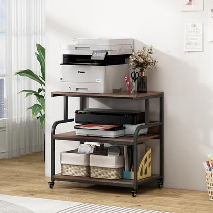 Fannova 32.3" Wide Extra Large Printer Stand with Adjustable Storage Shelf - color: Rustic Brown, size: 32.3"W x 18.9"D x 32.1"H