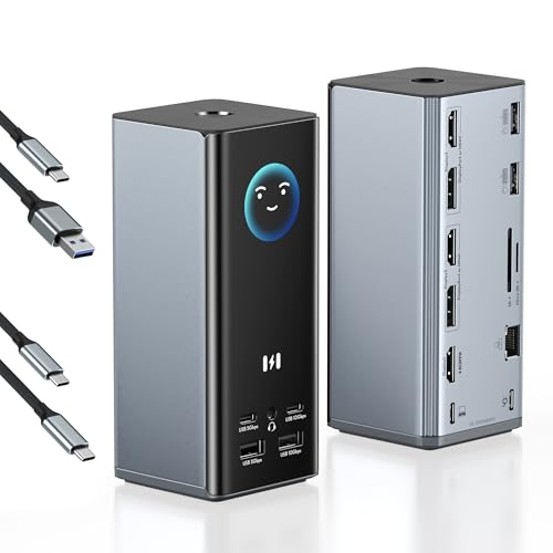 Selore Laptop Docking Station 4K Triple Display Docking Station 3 HDMI 2 DP