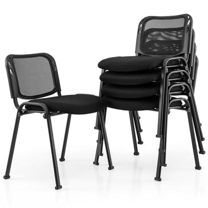 GIANTEX 5-Pack Stackable Waiting Room Chairs, Guest Reception Chair, Black