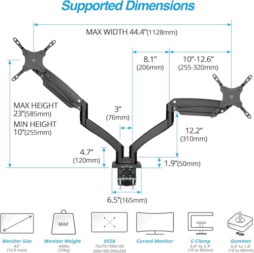 AVLT Dual Monitor Arm and Reinforcement Plate