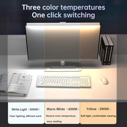 Monitor Light Bar with RGB Backlight, Computer LED Screen Lamp for Eye Caring, USB Powered Dual Light Source with Touch Control Timed Computer Monitor Desk Lamp for Game Office Home