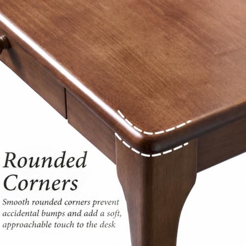 47" Solid Wood Desk with Drawers, Small Writing Desk & Wooden Computer Desk - size: 47inch