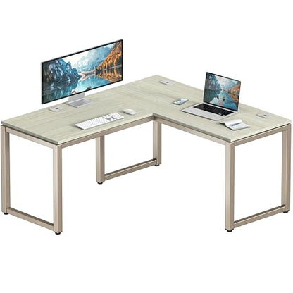 SHW 55 x 60 Commercial-Grade L-Shape Corner Office Computer Desk, Maple | 10-Year Limited Warranty - color: Maple
