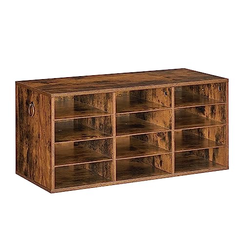 HOOBRO Countertop Mail Sorter Organizer, Wooden Literature Organizer, Student Mailbox for Classroom, Desktop Bill Organizer for Office Home School, 12 Compartments Rustic Brown FG43WF01 - color: Rustic Brown