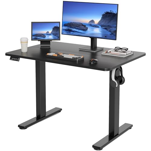 LongKe Electric Standing Desk Adjustable Height, 40x24 Inches Sit Stand up Desktop for Home Office, Ergonomic Rising Computer Table with Memory Preset, Black - color: Black, size: 40inches
