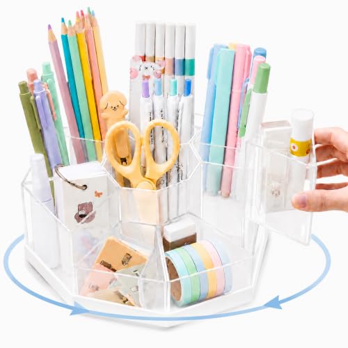 Rotating Pen Holder for Desk, 360 Degree Desk Organizer, Desktop Storage