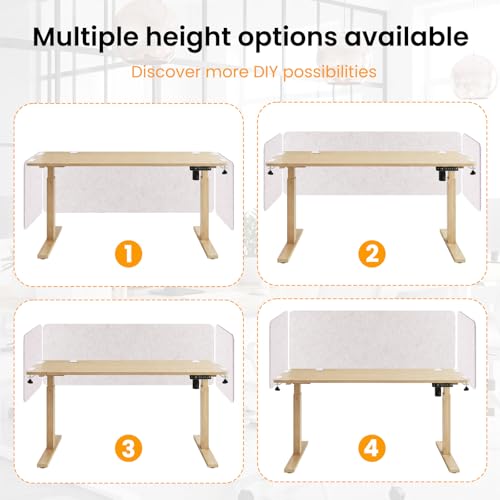 3-Pack Clamp-On Desk Dividers, 24 x 24 and 24 x 48 Inch, Oatmeal - color: Oatmeal, size: 24×24 (2) + 24×48 (1)