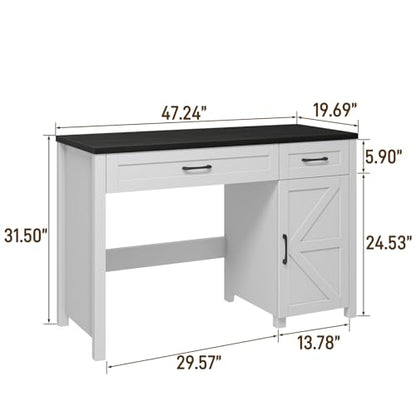 Vabches Farmhouse 47" Executive Desk with Drawers, Black - color: Black, size: 47"W