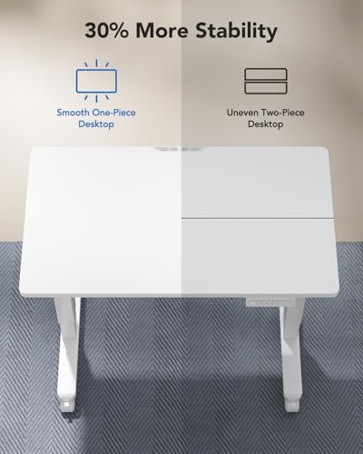 HUANUO Electric Small Standing Desk, Whole Piece Desktop, Adjustable Height Computer Desk, 4 Height Memory Settings, Sit Stand Up Desk for Home Office, 35" x 24", White - size: 35" X 24"