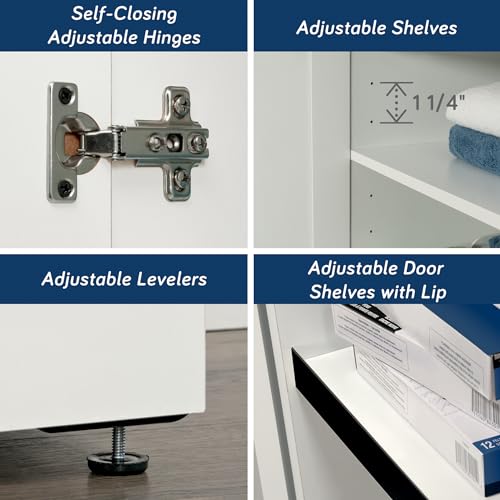 Sauder HomePlus Kitchen Storage Pantry Cabinet with Swing Door Storage and Adjustable Shelves, in Soft White finish - color: Soft White