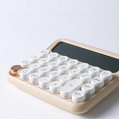 Large LCD Display Calculator, Big Button 12 Digit Mechanical Desktop Calculator with Anti Slip Bottom Pad, Removable Keycaps, Auto Shutdown Function for Office (Milk Tea Color)