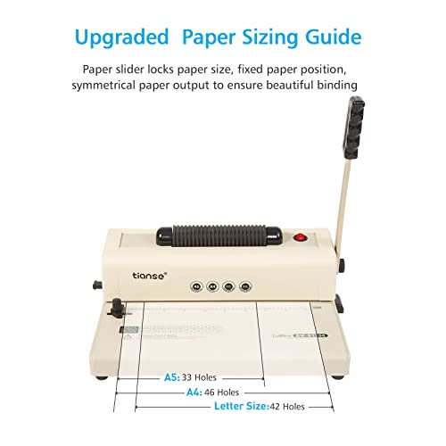 TIANSE Binding Machine - Electric Coil Inserter for Professional Binding, 12-Sheet Punch, for Letter/A4/A5 & Plastic/Metal Coils, with 100 Coil Spines & Pliers for Home, Office, School, DIY