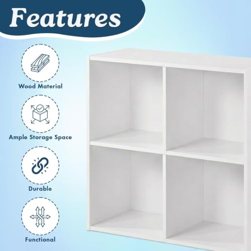 KB Designs - 4-Cube Bookcase, Unit Shelf, Storage Organizer, White - color: White
