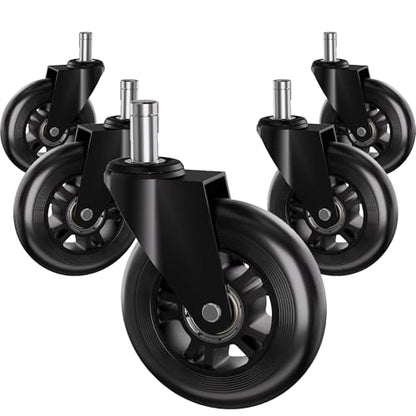 Office Chair Wheels Replacement Rubber Chair Casters Heavy Duty - color: Black