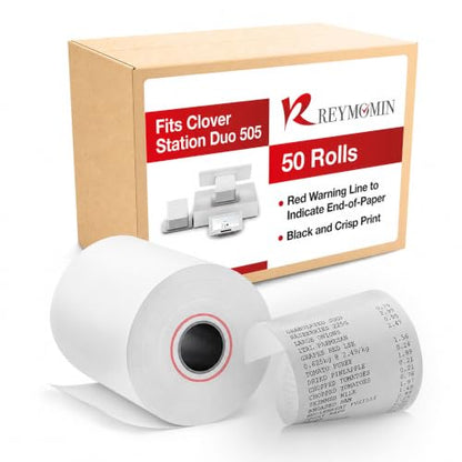 Thermal Paper for Clover Station P100, P500 & Clover Duo C505-50 Rolls - size: 50 Rolls, style: Clover Station