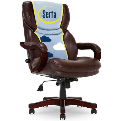 Serta Big & Tall Executive Office Chair with Lumbar Support, Leather Chair | Conway, Ergonomic 350lb Capacity Computer Chair, High Back Home Desk Gaming Chair, Adjustable Height & Tilt, Chestnut Brown - color: Chestnut Brown