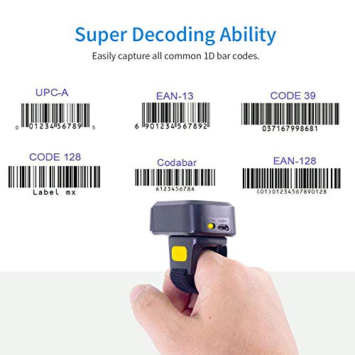 Portable Ring Bluetooth Barcode Scanner Wireless 2.4Ghz &USB Wired 3 in 1 Connection Windows.Mac OS.Android.Portable Wearable Mini Finger Bar Code scanners - color: SL