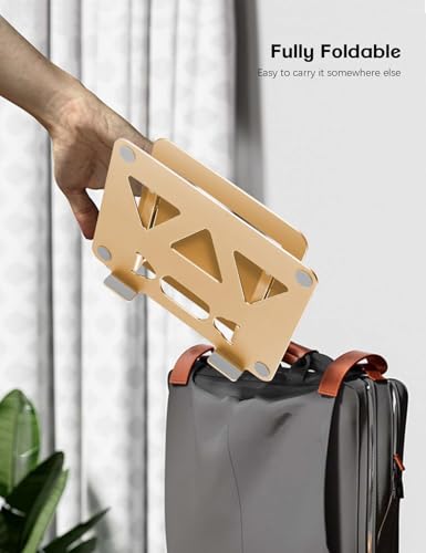 Aoviho Adjustable Laptop Stand for Desk,Portable Laptop Stand Holder and Riser,Foldable Aluminum Notebook Computer Stands for MacBook Air Pro HP Lenovo Dell Samsung Chromebook, 10-15.6 inch, Gold - color: Gold
