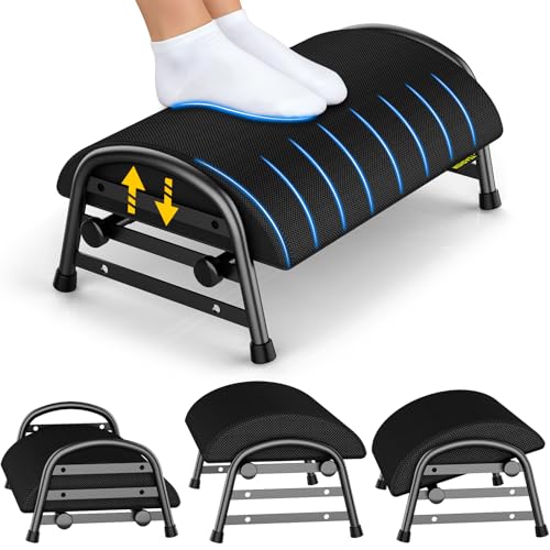 YEASHEIN Adjustable Foot Rest for Under Desk at Work, 6 Positions - Black - color: Black