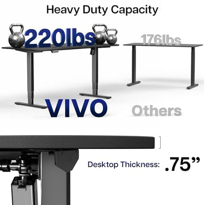 VIVO Black 63 x 32 in Standing Desk, DESK-KIT-2EBAC - color: Black Top + Power / Black Frame, size: 63 x 32 inch