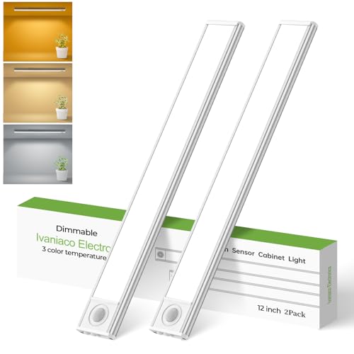 12in Under Cabinet Lights,90 LEDs,USB-C 2500mAh Rechargeable Battery,3 Color Temperature,Dimmable,Motion Sensor Cordless Under Counter Light for Wardrobe,Cupboard,Kitchen,Stairs(2pack 3CCT) - size: Medium