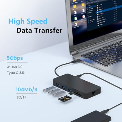 Laptop Docking Station Dual 4K HDTV Monitor