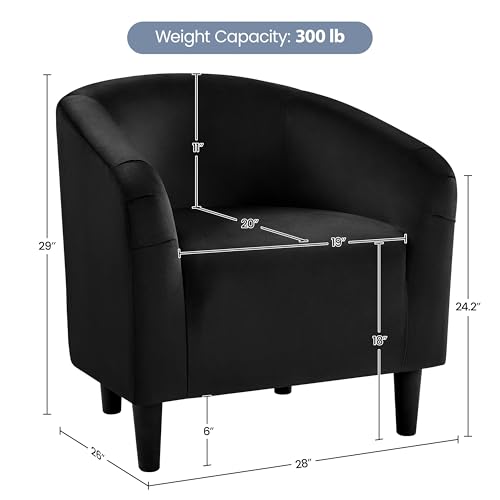 Yaheetech Velvet Accent Chairs, Compact Furry Barrel Chairs with a Curved Silhouette for Small Spaces, Living Room, Bedroom, Black - color: Black (Velvet), style: without Ottoman