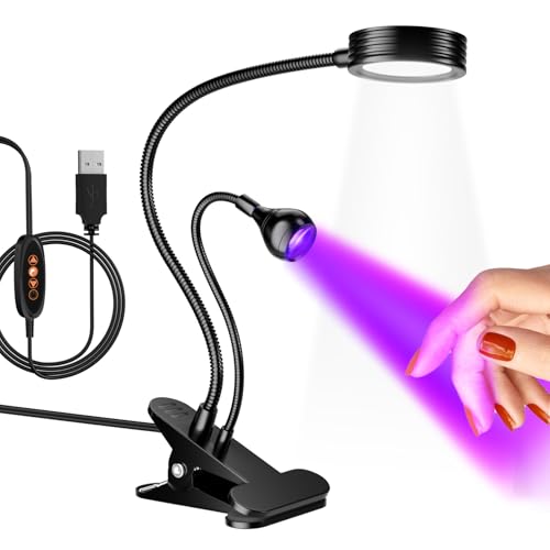AORAEM UV LED Nail Lamp, Double-Headed Flash Cure Light, Black | Curing Light for Gel Nails with Portable Gooseneck and Clamp, for Professional and Home DIY Salon - color: Gooseneck-Black