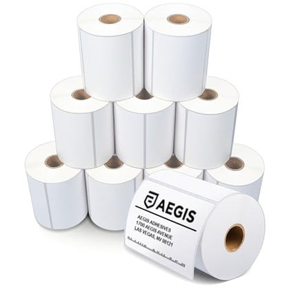 4" X 3" Direct Thermal Labels (5000 Count, 10 Rolls) | Shipping and Postage Barcode Labels, Product Packaging Identification - Compatible With Zebra and Rollo Printers - size: 4" X 3"