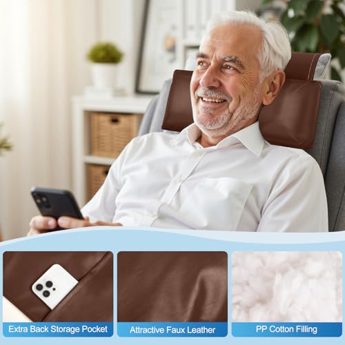 Recliner Pillow, Adjustable Neck & Head Support Pillow - color: Dark Brown