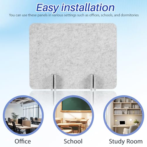 SOLUSTRE Desk Divider Felt Privacy Panel - Desktop Partition Office Divider Wall for Students, Classrooms, Noise Reduction Acoustic Screen, Light Gray