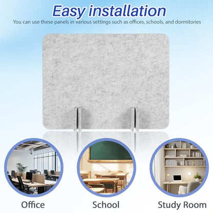 SOLUSTRE Desk Divider Felt Privacy Panel - Desktop Partition Office Divider Wall for Students, Classrooms, Noise Reduction Acoustic Screen, Light Gray